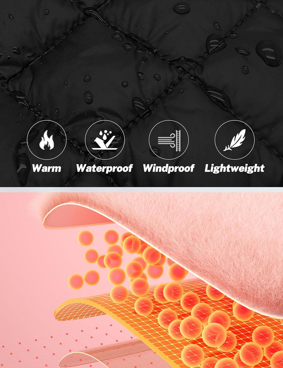 imageMoFiz Womens Quilted Puffer Skirt Insulated Warm Winter Skirt with Full Zipper Snow Skirts for Hiking Running Golf Outdoor9711black