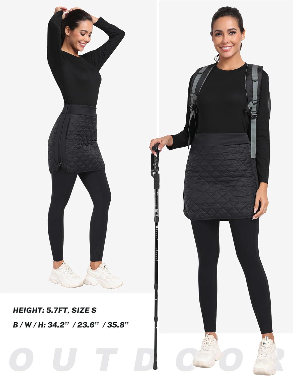 imageMoFiz Womens Quilted Puffer Skirt Insulated Warm Winter Skirt with Full Zipper Snow Skirts for Hiking Running Golf Outdoor9711dark Grey