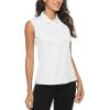 AIRIKE Golf Polo Shirts for Women Sleeveless Summer Sports Athletic Fashionable Workwear-Quick Dry Womens Tank Tops(B-white)