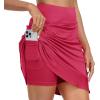 MoFiz Women’s 20″ Knee Length Golf Skorts Athletic Skirts Summer Casual Active Workout Sports Tennis Skirt with 4 Pockets(C04-rose Red)