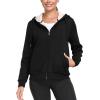 MoFiz Women’s Fleece Zip Up Hoodie Warm and Cozy Sherpa Lined Sweatshirt Winter Hoodie Jackets for Women with Pockets(Y01-black)