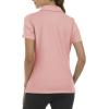 MoFiz Womens Zip up Golf Polo Shirt Short Sleeve Workout Golf Top Moisture Wicking Lightweight Tennis Shirts(A-pink)