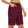 MoFiz Women’s 10″ Hiking Cargo Shorts 6 Pockets Lightweight Quick Dry Outdoor Running Athletic Short Summer Travel Loose(Wine Red)