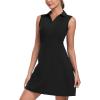 MoFiz Women’s Black Sleeveless V-Neck Mini Dress with Shorts – Casual Golf Tennis Dress – Medium(A-black)