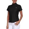 MoFiz Women’s Golf Polo Shirt UPF 50+ Sun Protection Quick-Dry Short Sleeve T-Shirt 1/4 Zip Collared Athletic Tennis Tops(Black)