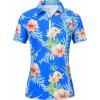 MoFiz Women’s Golf Polo Shirts Short Sleeve Zip Up Collared Tennis Shirts Lightweight Dry Fit Sports Athletic Casual Tops(B-sky Blue Pattern)