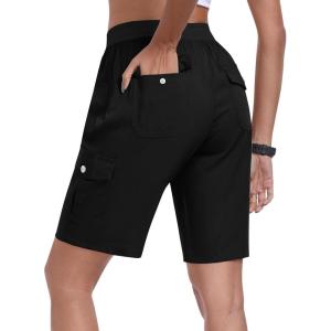 MoFiz Women’s Hiking Shorts Athletic Outdoor Cargo Shorts for Women Quick Dry Running Summer Shorts with Pockets(Black)