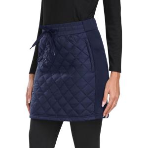 MoFiz Women’s Quilted Puffer Skirt Insulated Warm Winter Skirt with Full Zipper Snow Skirts for Hiking Running Golf Outdoor(9712-navy Blue)