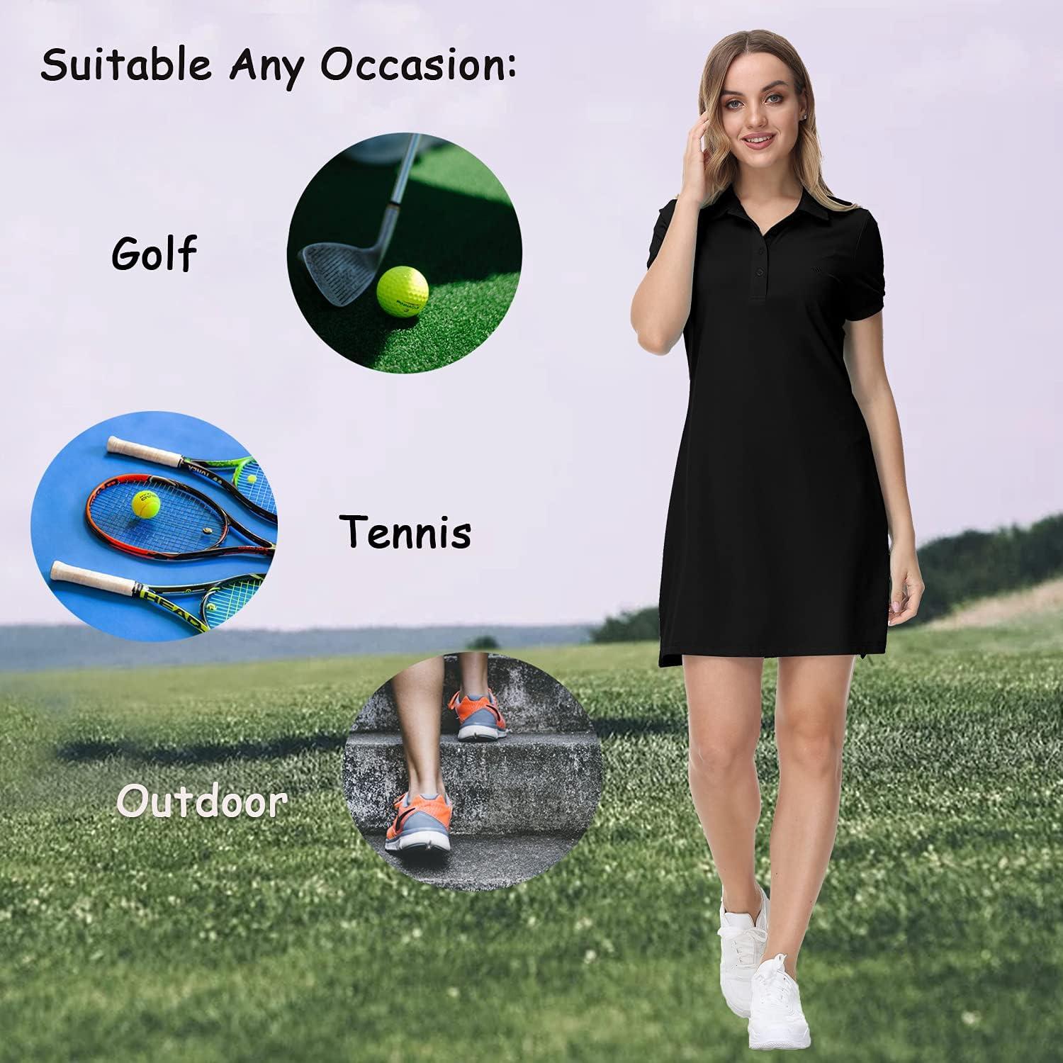 imageJINSHI Women T Shirt Dress HikingTennisGolfLeisure Comfortable and Soft Athletic Dress for WomenBlack