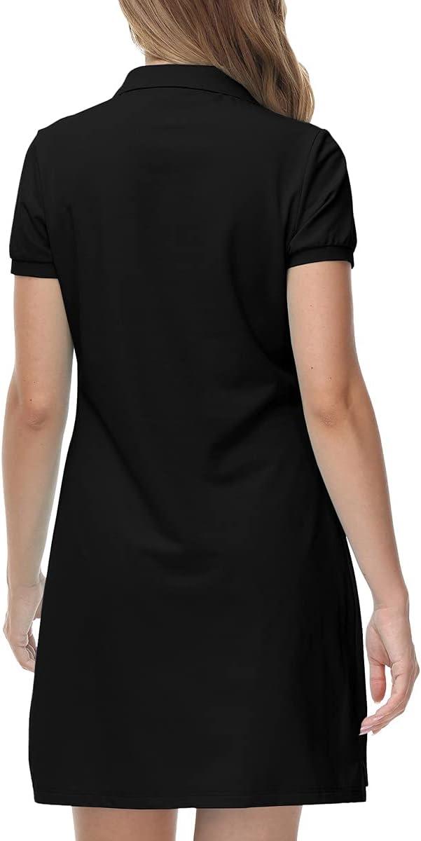 imageJINSHI Women T Shirt Dress HikingTennisGolfLeisure Comfortable and Soft Athletic Dress for WomenBlack