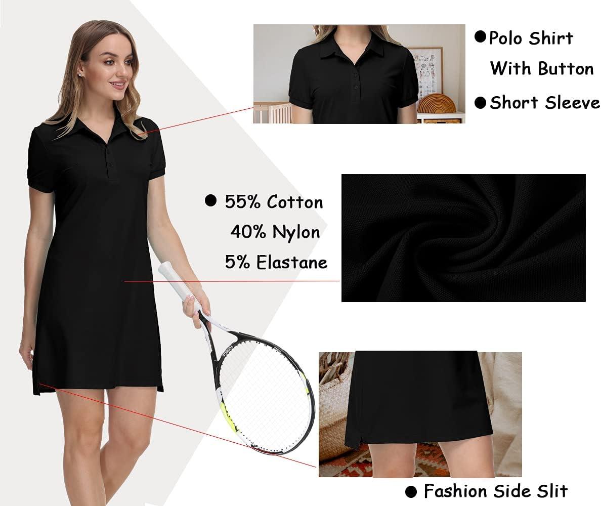 imageJINSHI Women T Shirt Dress HikingTennisGolfLeisure Comfortable and Soft Athletic Dress for WomenBlack