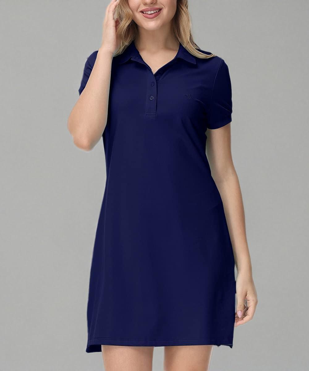 imageJINSHI Women T Shirt Dress HikingTennisGolfLeisure Comfortable and Soft Athletic Dress for WomenBlue 01