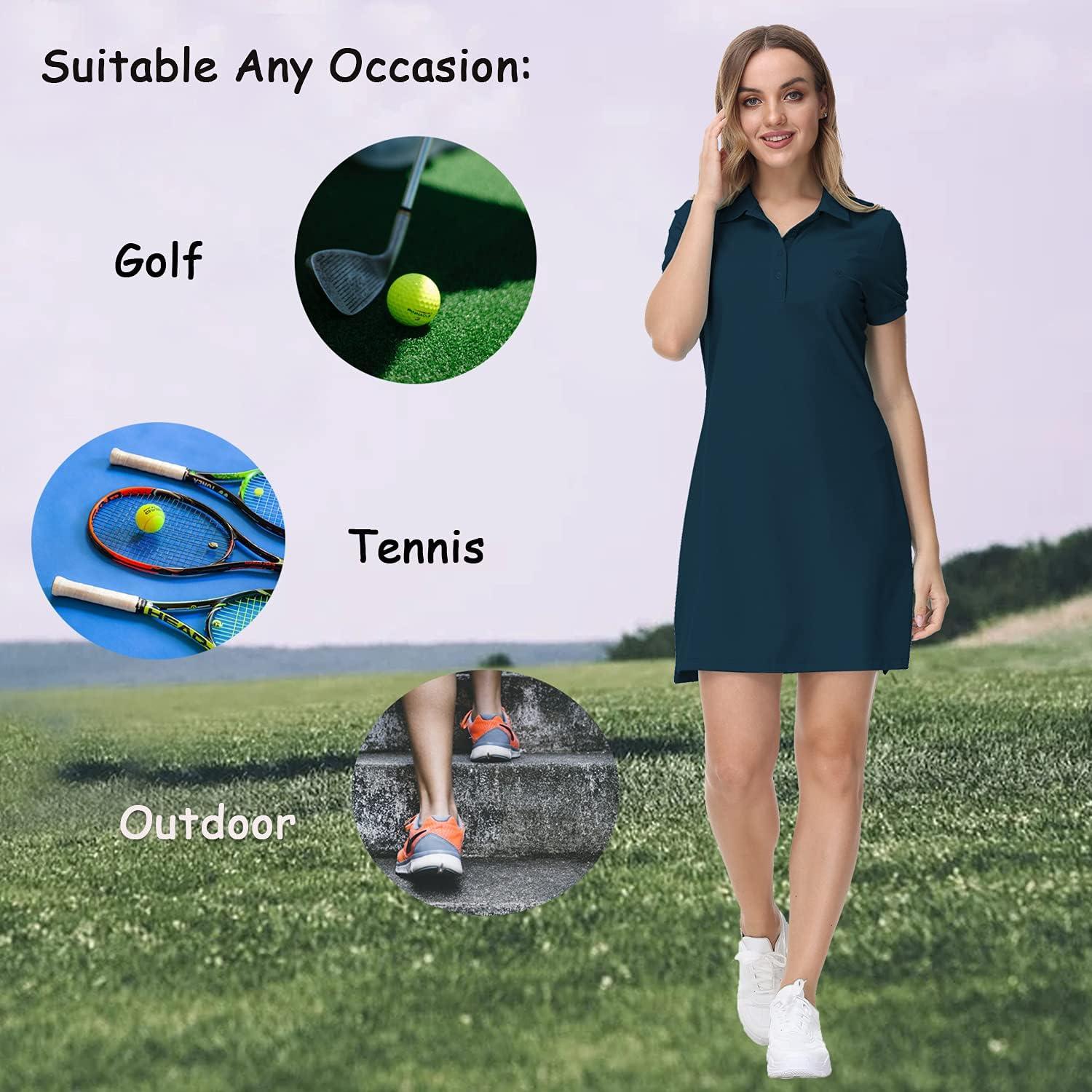 imageJINSHI Women T Shirt Dress HikingTennisGolfLeisure Comfortable and Soft Athletic Dress for WomenDark Green
