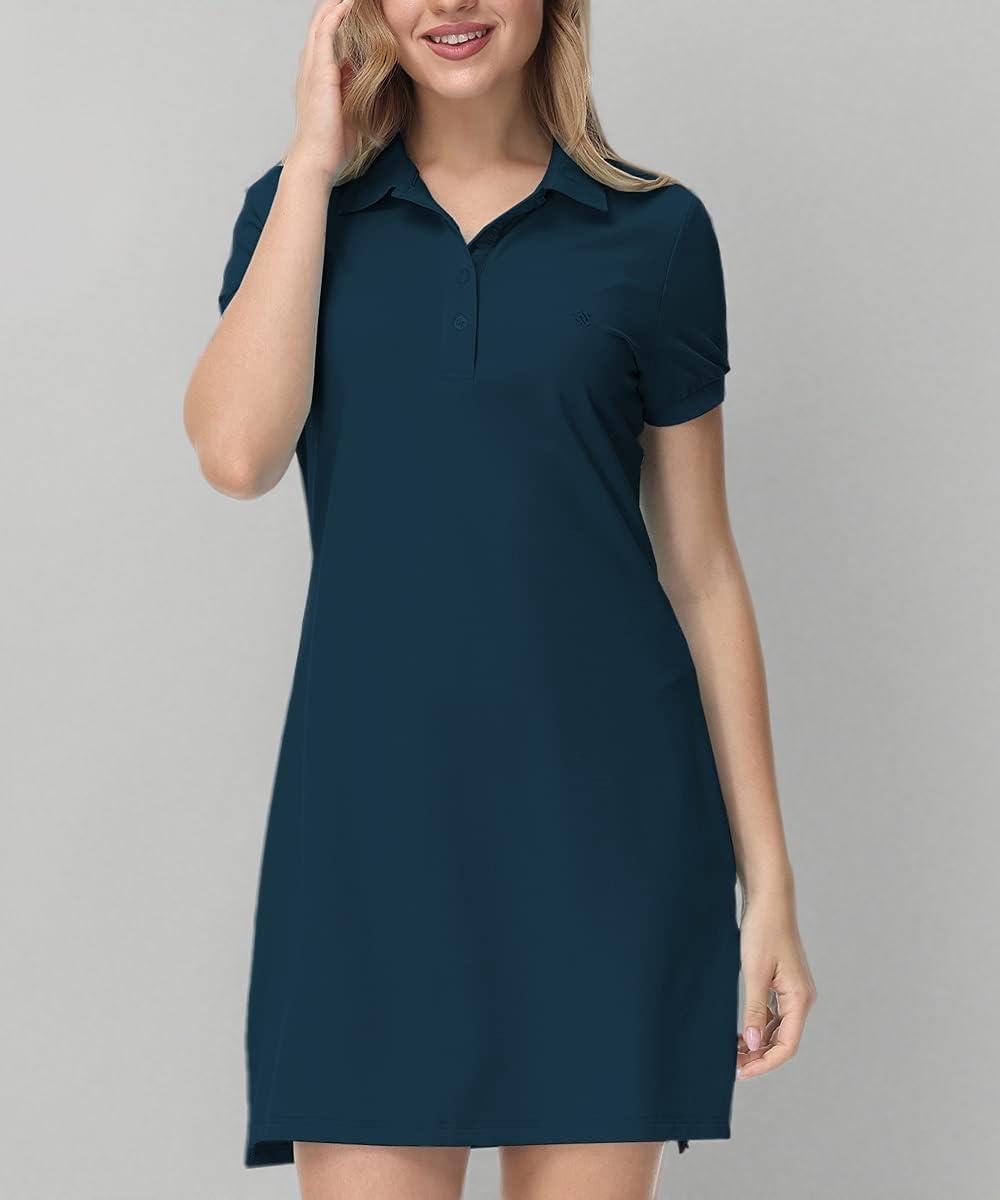 imageJINSHI Women T Shirt Dress HikingTennisGolfLeisure Comfortable and Soft Athletic Dress for WomenDark Green