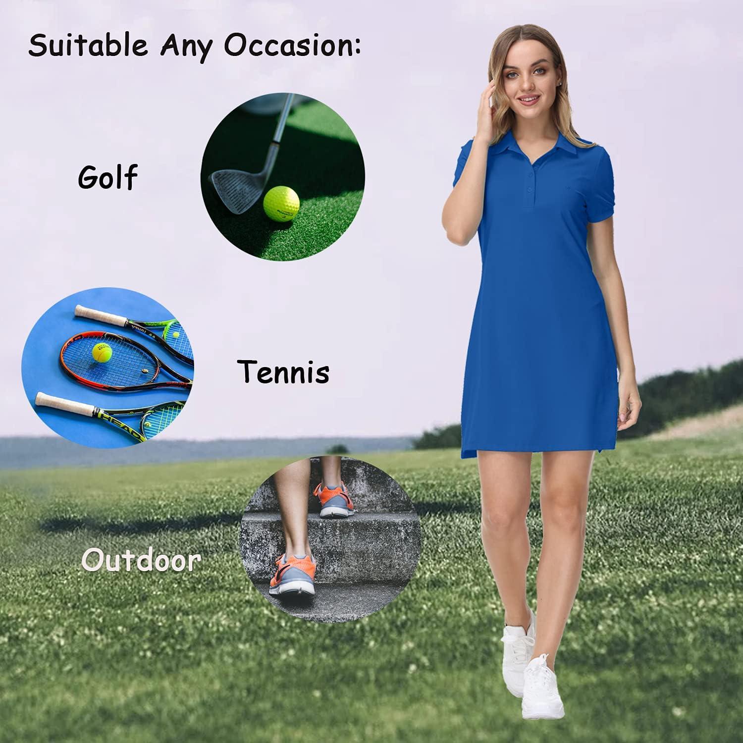 imageJINSHI Women T Shirt Dress HikingTennisGolfLeisure Comfortable and Soft Athletic Dress for WomenLake Blue