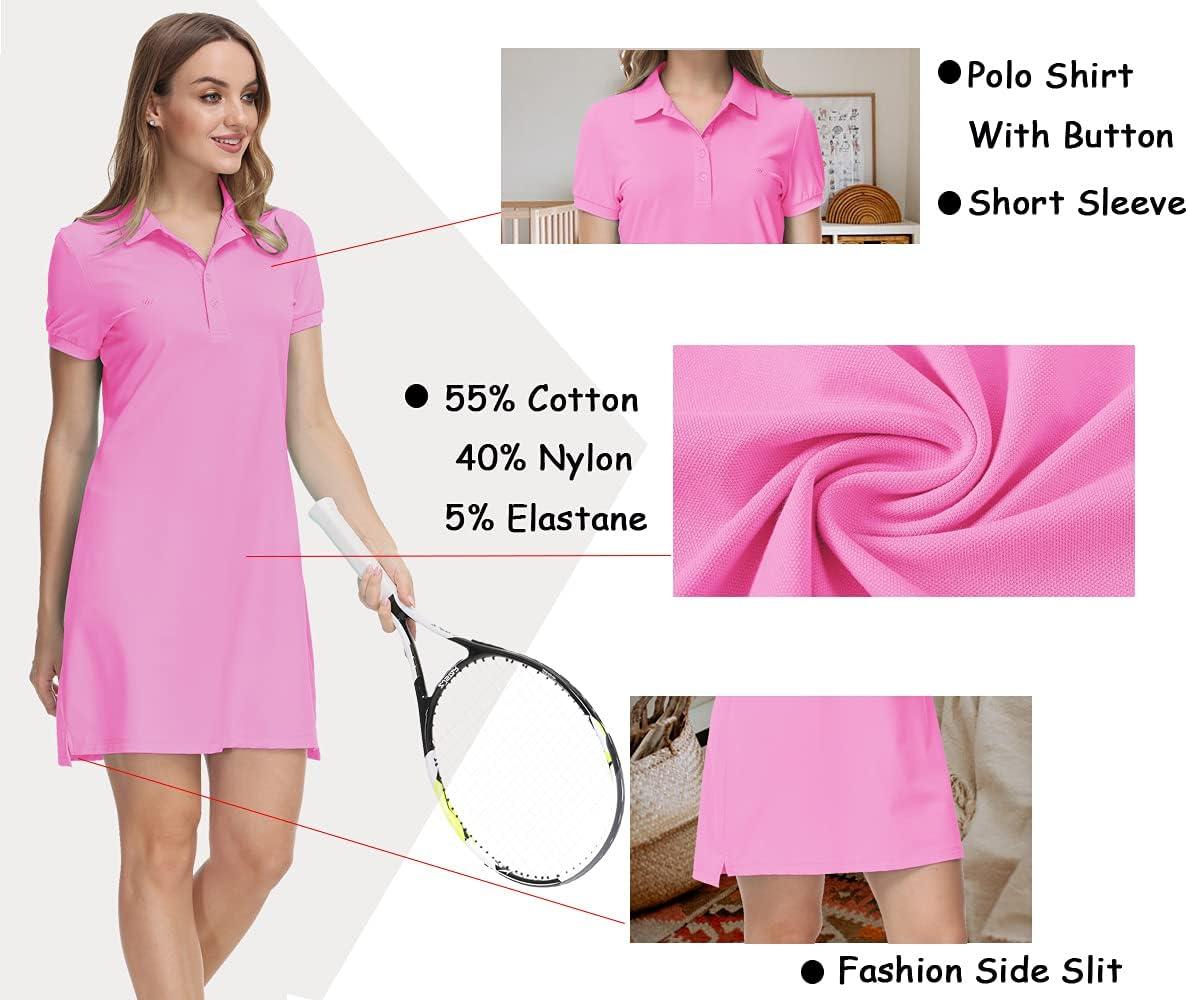 imageJINSHI Women T Shirt Dress HikingTennisGolfLeisure Comfortable and Soft Athletic Dress for WomenPink