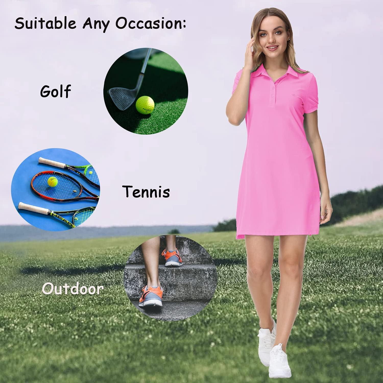 imageJINSHI Women T Shirt Dress HikingTennisGolfLeisure Comfortable and Soft Athletic Dress for WomenPink