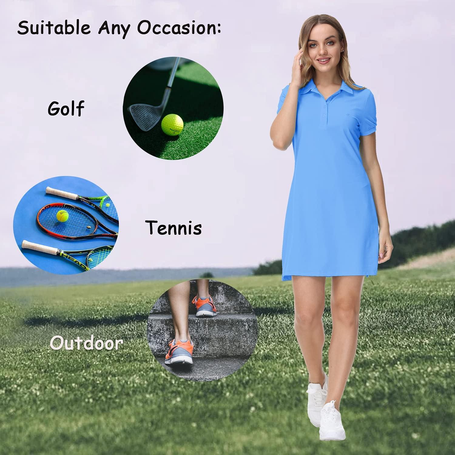 imageJINSHI Women T Shirt Dress HikingTennisGolfLeisure Comfortable and Soft Athletic Dress for WomenSky Blue