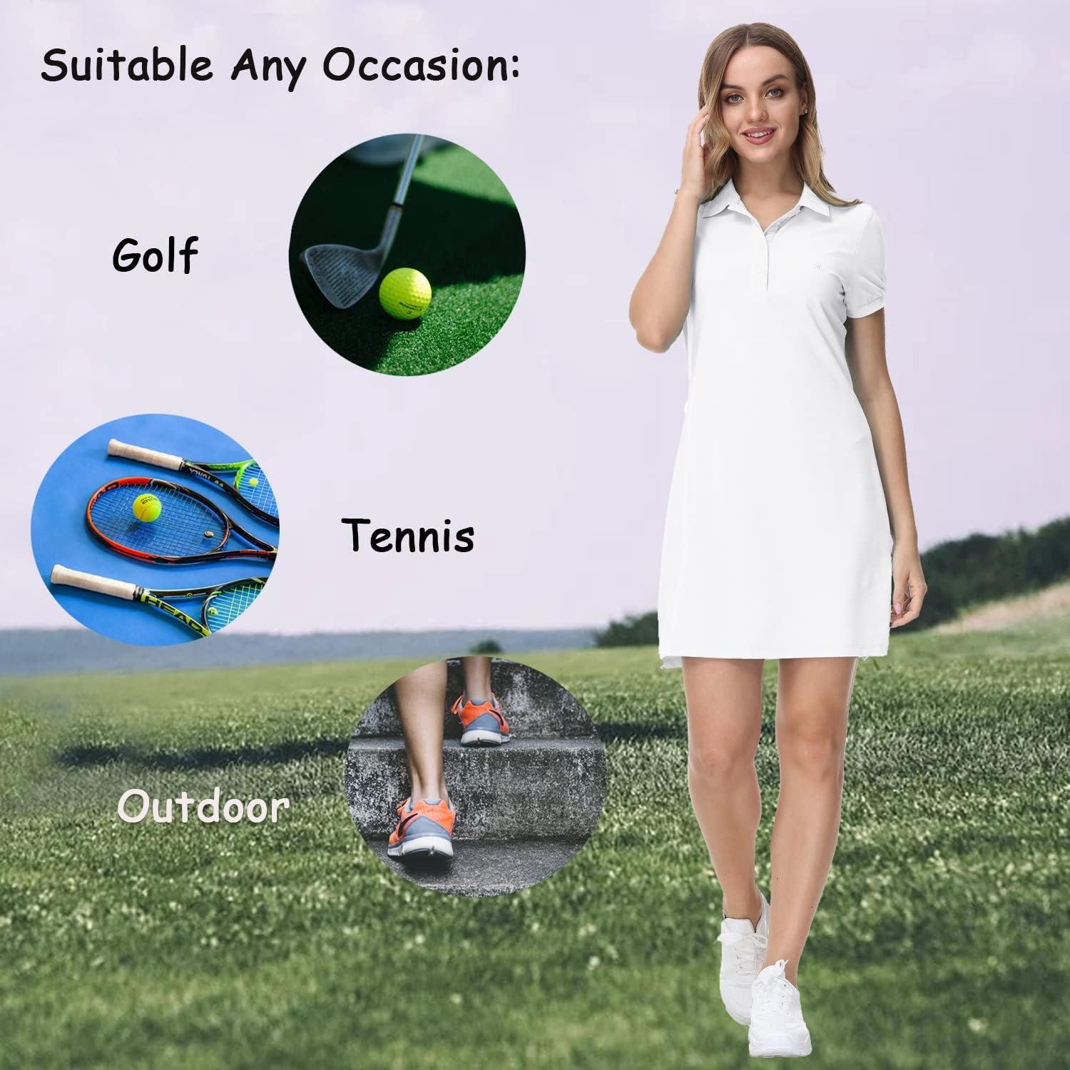 imageJINSHI Women T Shirt Dress HikingTennisGolfLeisure Comfortable and Soft Athletic Dress for WomenWhite