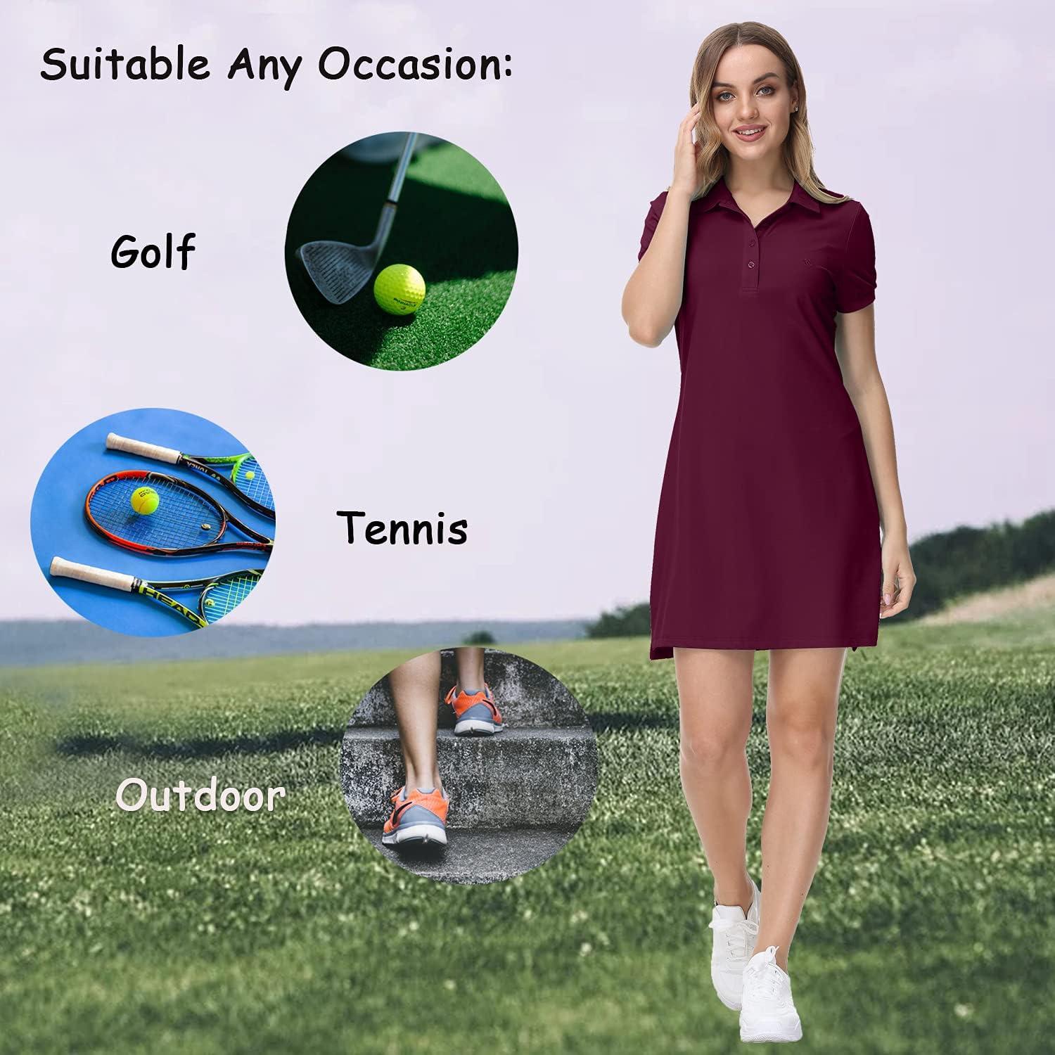 imageJINSHI Women T Shirt Dress HikingTennisGolfLeisure Comfortable and Soft Athletic Dress for WomenWine Red
