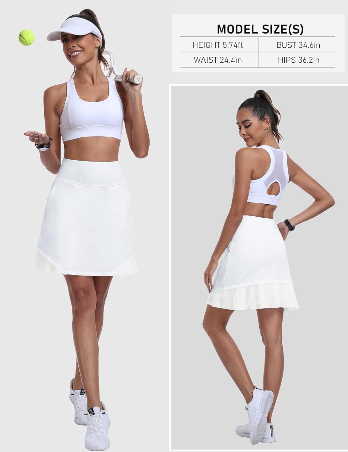 imageMoFiz 20quot Knee Length Skorts Skirt for Women Golf Tennis Skort High Waisted Athletic Skirt for Sports Summer CasualWhite