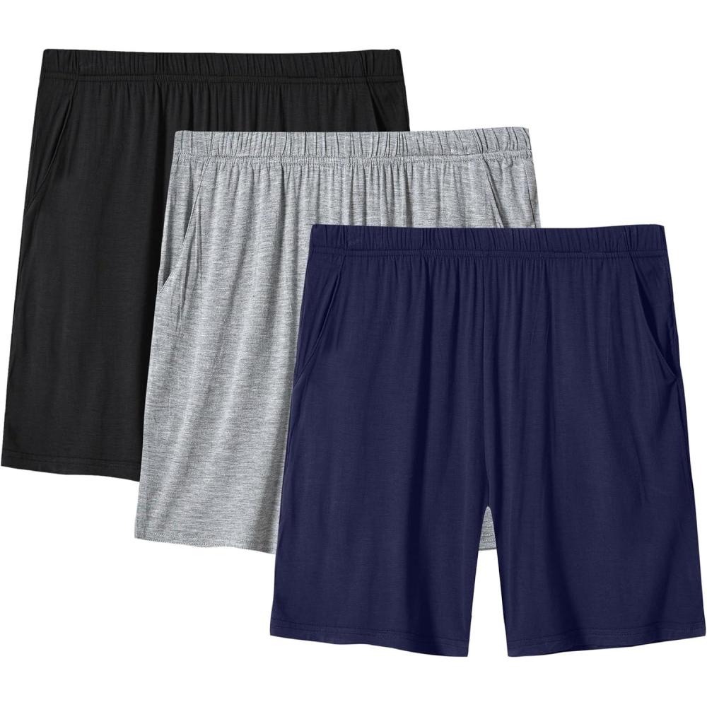 imageJINSHI Womens Pajama Shorts Soft Comfortable Lightweight Elastic Drawstring Modal Pajama Bottoms Lounge Shorts with PocketsA02light GreyNavy BlueBlack