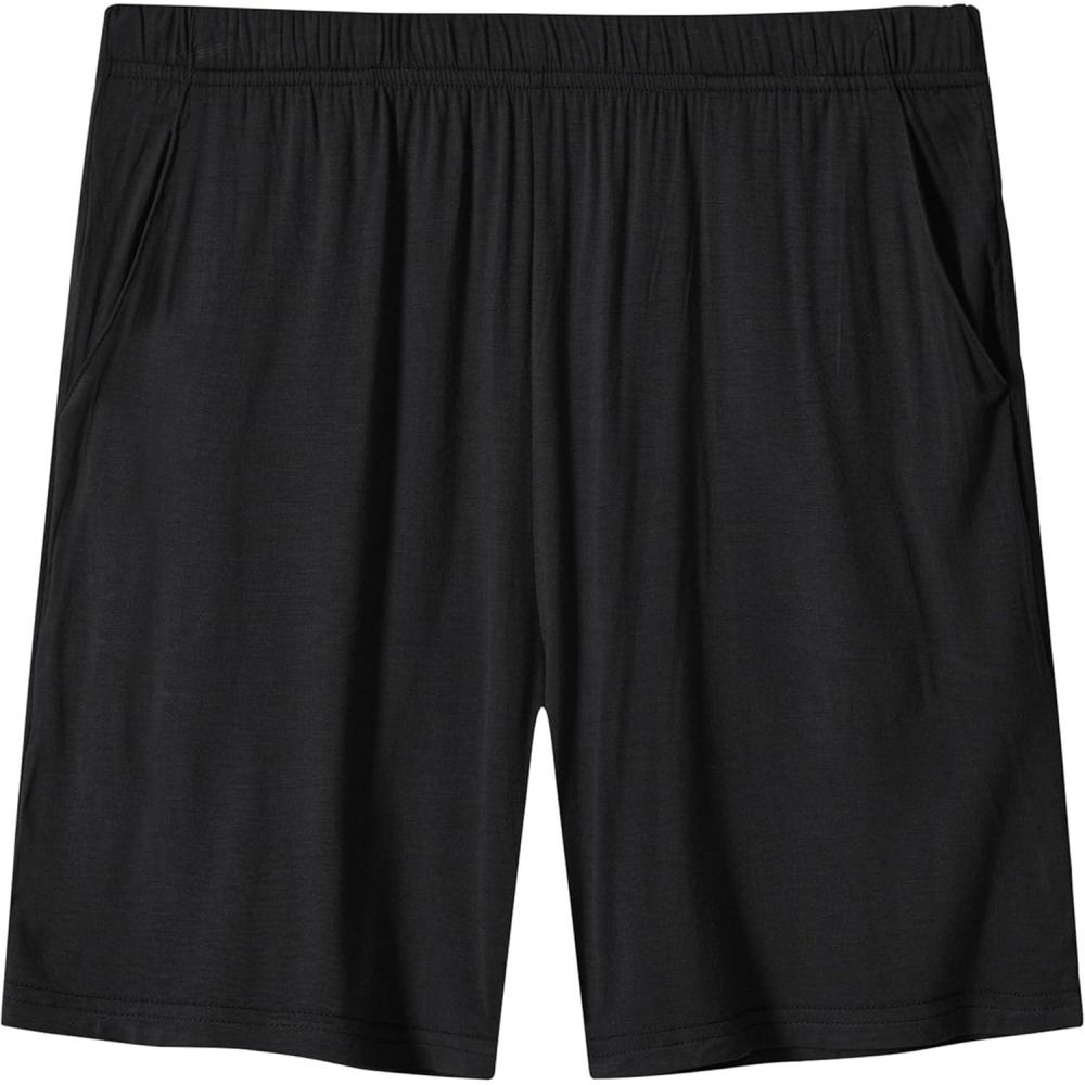 imageJINSHI Womens Pajama Shorts Soft Comfortable Lightweight Elastic Drawstring Modal Pajama Bottoms Lounge Shorts with PocketsB01black