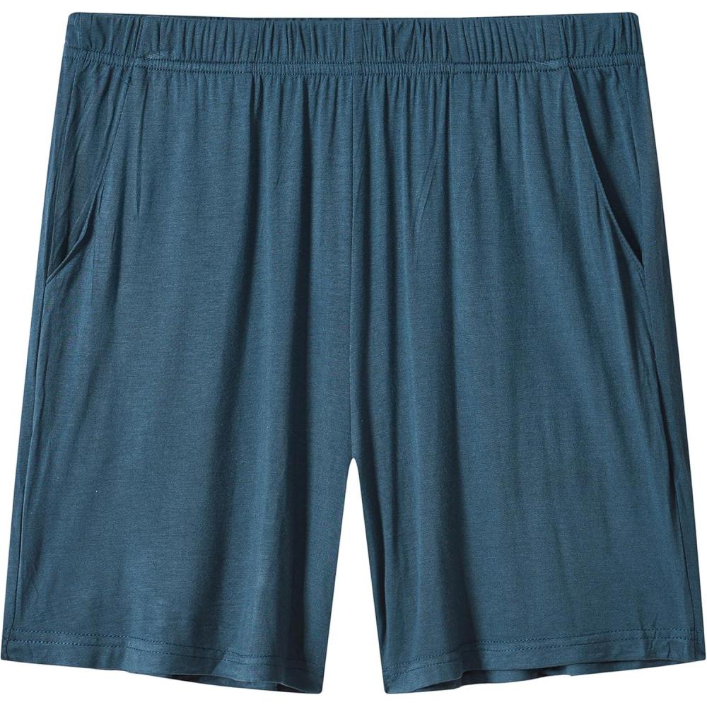 imageJINSHI Womens Pajama Shorts Soft Comfortable Lightweight Elastic Drawstring Modal Pajama Bottoms Lounge Shorts with PocketsB02lake Blue