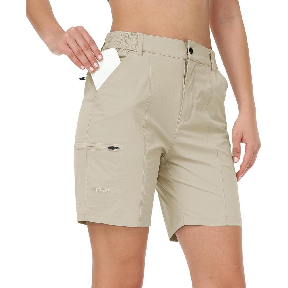 imageMoFiz Womens 7quot Hiking Cargo Shorts for Women Athletic Golf Shorts Summer Casual Travel Outdoor Quick Dry with Pockets