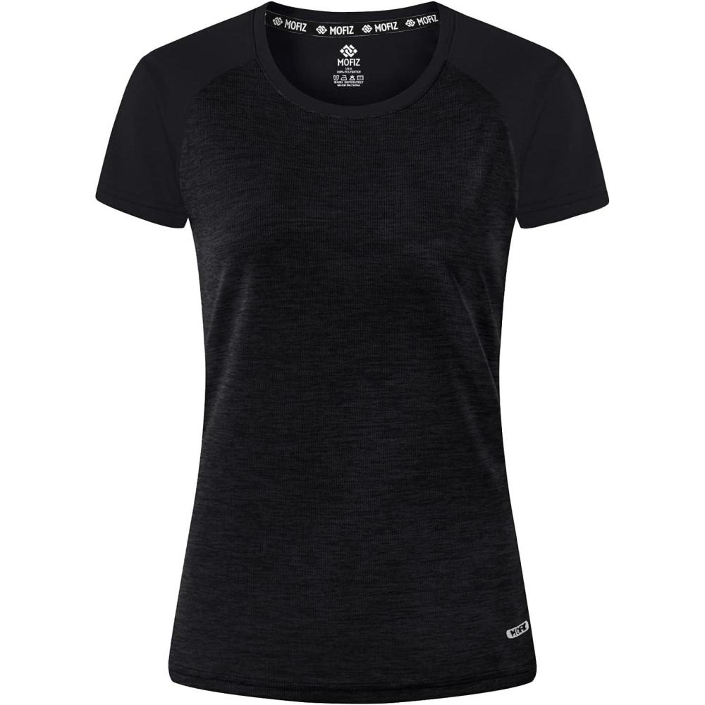 imageMoFiz Womens Short Sleeve UPF 50 Sun Protection Sports TShirt Quick Dry Running Workout Athletic Tee TopBlack