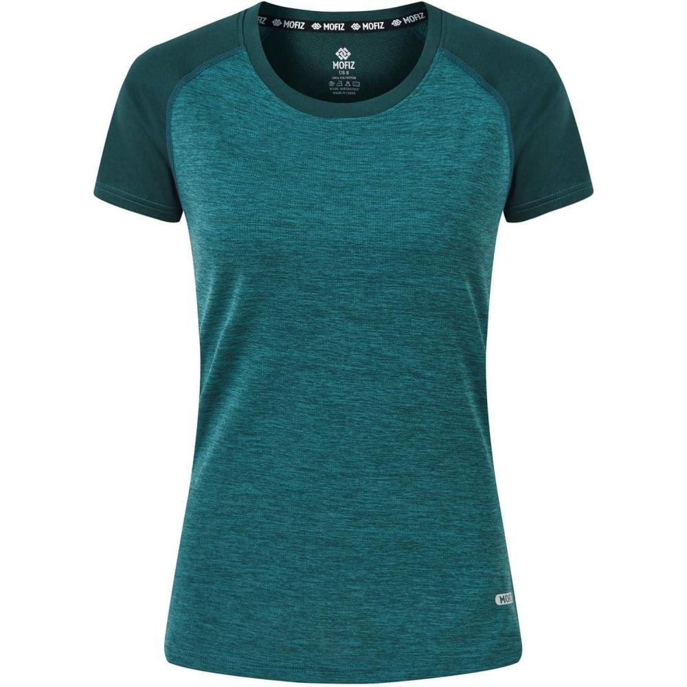imageMoFiz Womens Short Sleeve UPF 50 Sun Protection Sports TShirt Quick Dry Running Workout Athletic Tee TopDark Green
