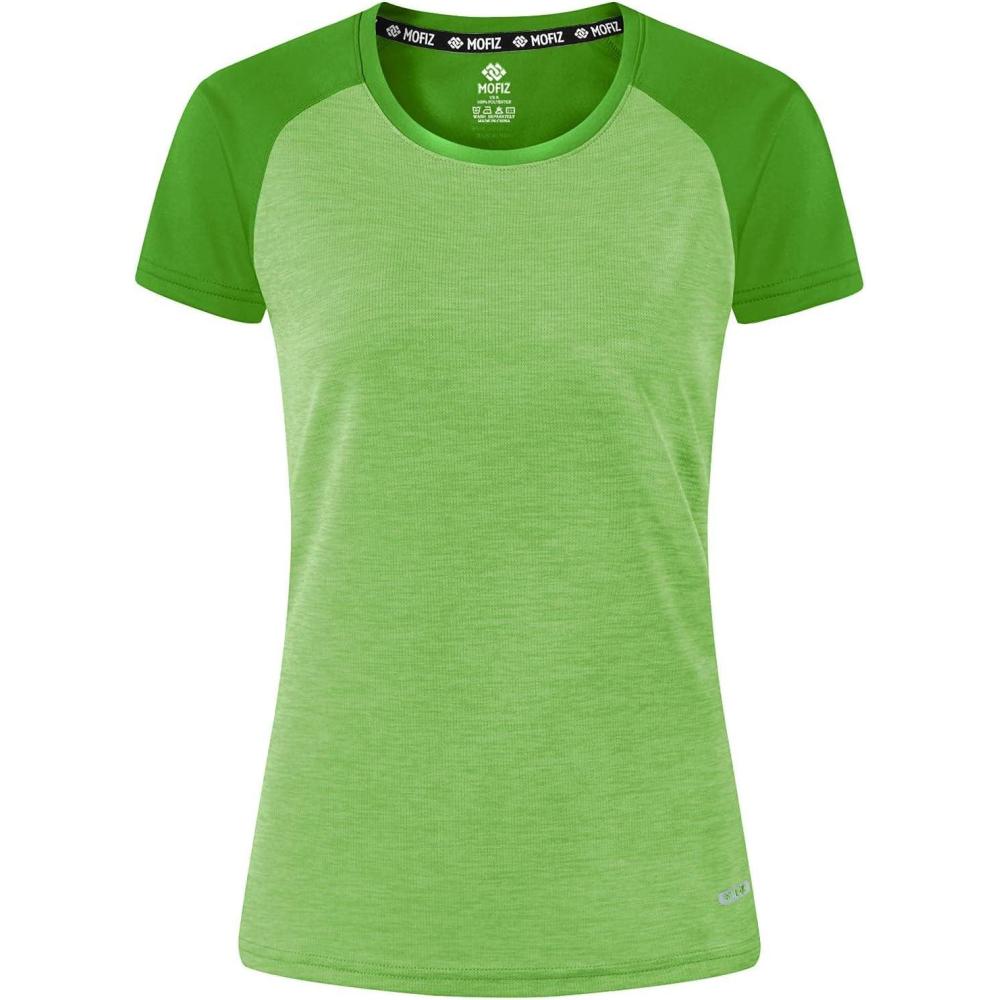 imageMoFiz Womens Short Sleeve UPF 50 Sun Protection Sports TShirt Quick Dry Running Workout Athletic Tee TopGrass Green