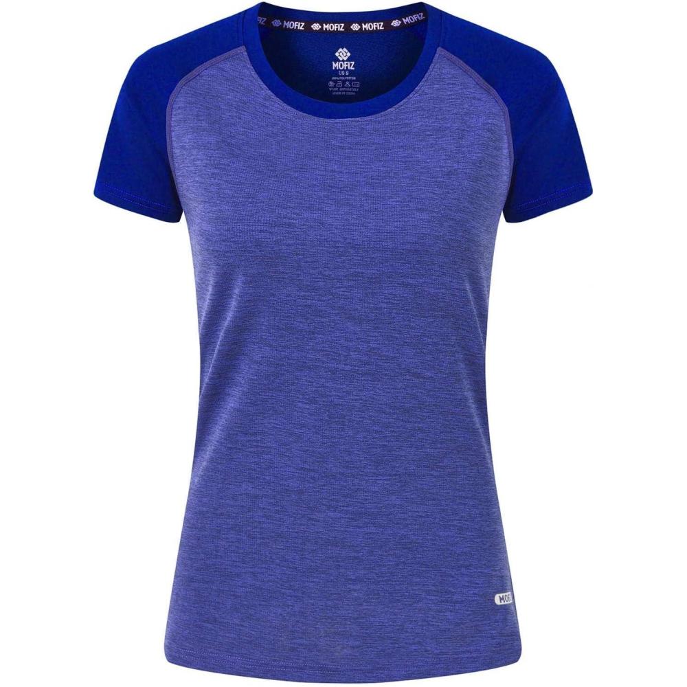 imageMoFiz Womens Short Sleeve UPF 50 Sun Protection Sports TShirt Quick Dry Running Workout Athletic Tee TopMedium Blue