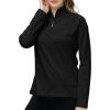AIRIKE Long Sleeve Golf Polo Shirts for Women Stand Up Collar Thermal Fleece Womens Tank Top(Black)