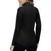AIRIKE Long Sleeve Golf Polo Shirts for Women Stand Up Collar Thermal Fleece Womens Tank Top(Black)