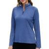 AIRIKE Long Sleeve Golf Polo Shirts for Women Stand Up Collar Thermal Fleece Womens Tank Top(Blue 2)