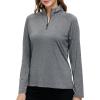 AIRIKE Long Sleeve Golf Polo Shirts for Women Stand Up Collar Thermal Fleece Womens Tank Top(Grey)