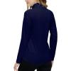 AIRIKE Long Sleeve Golf Polo Shirts for Women Stand Up Collar Thermal Fleece Womens Tank Top(Navy)
