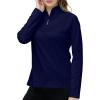 AIRIKE Long Sleeve Golf Polo Shirts for Women Stand Up Collar Thermal Fleece Womens Tank Top(Navy)