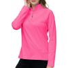 AIRIKE Long Sleeve Golf Polo Shirts for Women Stand Up Collar Thermal Fleece Womens Tank Top(Rose-red)