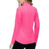 AIRIKE Long Sleeve Golf Polo Shirts for Women Stand Up Collar Thermal Fleece Womens Tank Top(Rose-red)