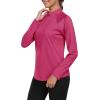 AIRIKE Women’s Quick Dry Long Sleeve Golf Shirts Stand Collar for Sports Tennis 1/4 Zip Pullover Tops Rose-Red M