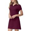 JINSHI Women T Shirt Dress Hiking/Tennis/Golf/Leisure Comfortable and Soft Athletic Dress for Women(Wine Red)
