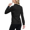 JINSHI Women’s Golf Polo Shirt Long Sleeves Zip Up Sport Active Shirts Quick Dry Athletic T-Shirt Casual Tennis Tops Slim Fit(Black)