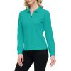 JINSHI Women’s Golf Polo Shirt Long Sleeves Zip Up Sport Active Shirts Quick Dry Athletic T-Shirt Casual Tennis Tops Slim Fit(Green)