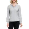 JINSHI Women’s Golf Polo Shirt Long Sleeves Zip Up Sport Active Shirts Quick Dry Athletic T-Shirt Casual Tennis Tops Slim Fit(Grey)