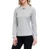 JINSHI Women’s Golf Polo Shirt Long Sleeves Zip Up Sport Active Shirts Quick Dry Athletic T-Shirt Casual Tennis Tops Slim Fit(Grey)