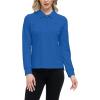 JINSHI Women’s Golf Polo Shirt Long Sleeves Zip Up Sport Active Shirts Quick Dry Athletic T-Shirt Casual Tennis Tops Slim Fit(Lake Blue)