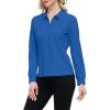 JINSHI Women’s Golf Polo Shirt Long Sleeves Zip Up Sport Active Shirts Quick Dry Athletic T-Shirt Casual Tennis Tops Slim Fit(Lake Blue)