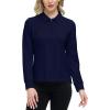 JINSHI Women’s Golf Polo Shirt Long Sleeves Zip Up Sport Active Shirts Quick Dry Athletic T-Shirt Casual Tennis Tops Slim Fit(Navy Blue)